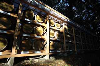 photo,material,free,landscape,picture,stock photo,Creative Commons,Meiji Shrine dedication wine, The Emperor, Shinto shrine, Wine, Wine