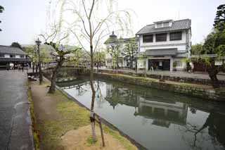 Foto, materiell, befreit, Landschaft, Bild, hat Foto auf Lager,Kurashiki Kurashiki-Fluss, Traditionelle Kultur, Weide, Japanische Kultur, Die Geschichte