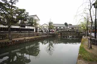 Foto, materieel, vrij, landschap, schilderstuk, bevoorraden foto,Kurashiki Kurashiki River, Traditionele cultuur, Wilg, Japanse cultuur, De geschiedenis