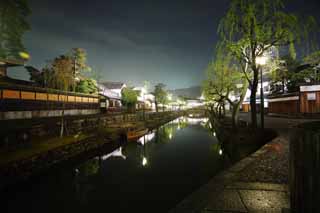 Foto, materiell, befreit, Landschaft, Bild, hat Foto auf Lager,Kurashiki Kurashiki-Fluss, Traditionelle Kultur, Traditionsarchitektur, Japanische Kultur, Die Geschichte