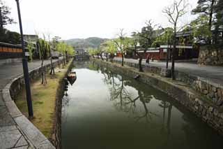 Foto, materiell, befreit, Landschaft, Bild, hat Foto auf Lager,Kurashiki Kurashiki-Fluss, Traditionelle Kultur, Traditionsarchitektur, Japanische Kultur, Die Geschichte