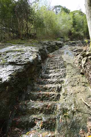 Foto, materiell, befreit, Landschaft, Bild, hat Foto auf Lager,Ein arsenhaltiges Rattengift von Iwami-Silber-Grubendorfspur, Treppe, berreste, Friedhof, Somo