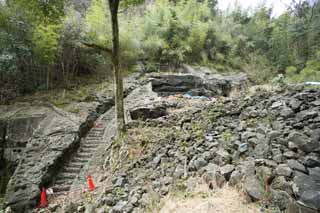 Foto, materiell, befreit, Landschaft, Bild, hat Foto auf Lager,Ein arsenhaltiges Rattengift von Iwami-Silber-Grubendorfspur, Treppe, berreste, Die Galerie, Somo