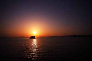 photo, la matire, libre, amnage, dcrivez, photo de la rserve,Le soleil du cadre de Lac Shinji-ko, Le soleil, La surface de l'eau, le de la marie, 100 slections de soleil du cadre japonais