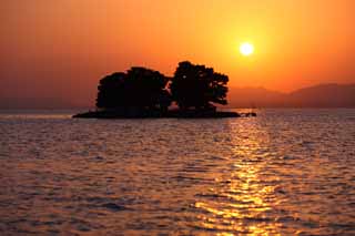 photo, la matire, libre, amnage, dcrivez, photo de la rserve,Le soleil du cadre de Lac Shinji-ko, Le soleil, La surface de l'eau, le de la marie, 100 slections de soleil du cadre japonais