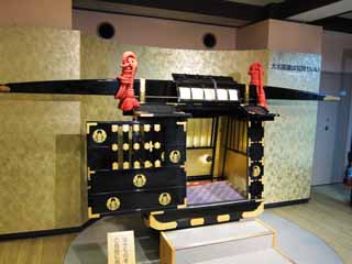 fotografia, materiale, libero il panorama, dipinga, fotografia di scorta,Daimyo Palanquin, signore feudale, cappotto di famiglia di armi, Foglia di oro, il corteo di daimyo