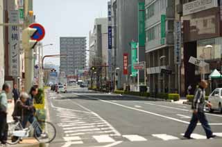 photo,material,free,landscape,picture,stock photo,Creative Commons,The Matsue city, pedestrian crossing, Asphalt, road, white line