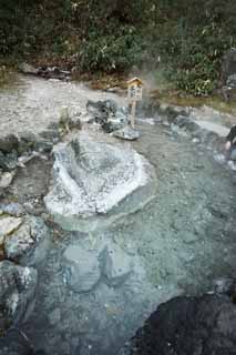 fotografia, materiale, libero il panorama, dipinga, fotografia di scorta,Il teakettle del Kusatsu orco primaverile e caldo, pietra, primavera calda, Zolfo, Acqua calda