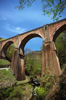 Foto, materieel, vrij, landschap, schilderstuk, bevoorraden foto,Megane-bashi Bruggen, Spoorbrug, Usui bergengte, Yokokawa, Het derde Usui brug