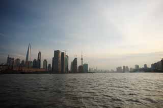 photo,material,free,landscape,picture,stock photo,Creative Commons,Huangpu Jiang, Setting sun, ferry, Setting sun, skyscraper