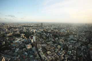 Foto, materiell, befreit, Landschaft, Bild, hat Foto auf Lager,Tokyo ganze Sicht, Der Horizont, Hochhaus, Kanto-Ebenen, Das Stadtzentrumsgebiet